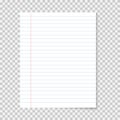 Realistic school notebook paper. Lined sheet