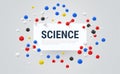 Realistic science and technology banner with rectangle frame vector modern geometric molecules