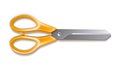 Vector 3d scissors with yellow office stationery Royalty Free Stock Photo