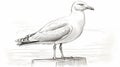 Realistic Seagull Portrait Drawing With Ambient Occlusion