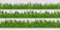 Realistic seamless grass border. Spring pattern with 3D spring herbs, realistic green grass background. Vector isolated Royalty Free Stock Photo