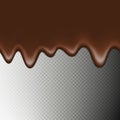 Realistic seamless horizontal border hot chocolate isolated on transparent background. Melted flowing chocolate drips Royalty Free Stock Photo