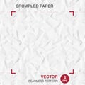 Realistic seamless pattern of crumpled creased paper. Vector texture for background Royalty Free Stock Photo