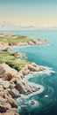 Realistic Seascape: A Hyper-detailed Rendering Of A Coastline