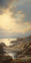 Realistic Seascapes: A Stunning Painting Of A Rocky Mountain