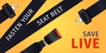 Realistic Seat Belt Advertising Poster