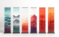 Rewrite this title : realistic set of blank roll up banners Generative AI