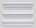 Realistic set of classic white baseboard molding Royalty Free Stock Photo