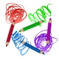 Realistic Set of Colorful Colored Pencils, Crayons with Brush Strokes Background, Back to School art. Vector Illustration Royalty Free Stock Photo