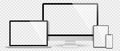 Realistic set computer, laptop, tablet and smartphone. Device screen mockup collection. Realistic mock up computer, laptop, tablet Royalty Free Stock Photo