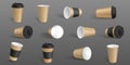 Realistic set of craft paper cups Royalty Free Stock Photo