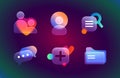 Realistic set of glassmorphism ui icons, design element with blur gradient Royalty Free Stock Photo