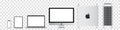 Realistic set of Mac pro, imac, macbook, ipad, iphone by Apple Inc. Royalty Free Stock Photo