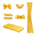 realistic set of macaroni, italian pasta