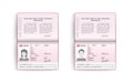 Realistic set of passport. Identity card isolated on white background. Vector illustration Royalty Free Stock Photo