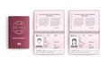 Realistic set of passport. Identity card isolated on white background. Vector illustration Royalty Free Stock Photo