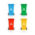 Realistic Set Recycle Bins for Trash and Garbage Isolated on White Background. Waste management concept. Royalty Free Stock Photo
