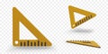 Realistic set square, triangle. Triangular ruler 90 degree