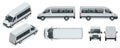 Realistic set of Van template Isolated passenger minibus for corporate identity and advertising. View from side, top Royalty Free Stock Photo