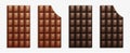 Realistic set of whole and biten chocolate bars Royalty Free Stock Photo
