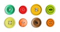 Realistic Sewing Clothing Buttons Icon Set
