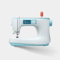 realistic sewing machine side view on white Royalty Free Stock Photo