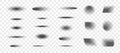 Realistic shadows set. Blur shade object elements for digital design. Royalty Free Stock Photo