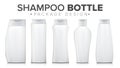 Realistic Shampoo Bottle Set Packaging Mock Up Vector. Template Plastic Bottle. Product For Clean Body. Isolated