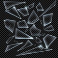 Realistic Shards of Broken Glass on Transparent Background Sharp Piece. Vector illustration Royalty Free Stock Photo
