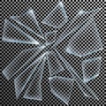 Realistic Shards of Broken Glass on Transparent Background Sharp Piece. Vector illustration Royalty Free Stock Photo