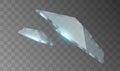 Realistic shards of transparent broken glass on abstract transparent background Royalty Free Stock Photo