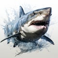 Realistic Shark Illustration: Hyper-detailed Ink Drawing On White Background