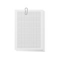 Realistic sheets with holder and clip. Mockup memo. White copybook blank checkered notebook paper open organizer