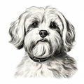 Realistic Shih Tzu Dog Portrait Vector In Color And Black And White