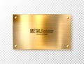 Realistic shiny metal banner. Brushed steel plate. Polished copper metal surface. Vector illustration. Royalty Free Stock Photo