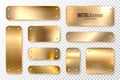 Realistic shiny metal banners set. Brushed steel plate. Polished copper metal surface. Vector illustration. Royalty Free Stock Photo