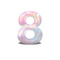 Realistic shiny number 8 eight for celebration design, bright holographic design, winter collection and modern technology font,