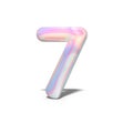 Realistic shiny number 7 seven for celebration design, bright holographic design, winter collection and modern technology font,