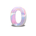 Realistic shiny number 0 zero for celebration design, bright holographic design, winter collection and modern technology font,