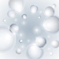 Realistic shiny transparent water drop bubbles on