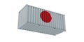 Realistic shipping container mock up with Japan national flag