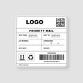 Realistic shipping label priority mail template