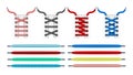 Realistic shoelace. Colorful shoelaces for white sneakers, isolated laces collection. Footwear accessories vector