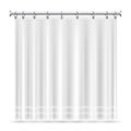 Realistic shower curtains vector template for bathroom interior