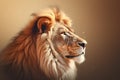 Realistic side view portrait of lion.