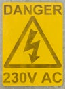 Realistic sign danger 230v. Realistic sign. High resolution Royalty Free Stock Photo