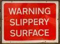 Realistic sign warning slippery surface. High resolution