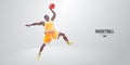 Realistic silhouette of a basketball player man in action isolated white background. Vector illustration Royalty Free Stock Photo