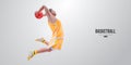 Realistic silhouette of a basketball player man in action isolated white background. Vector illustration Royalty Free Stock Photo