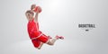 Realistic silhouette of a basketball player woman in action isolated white background. Vector illustration Royalty Free Stock Photo